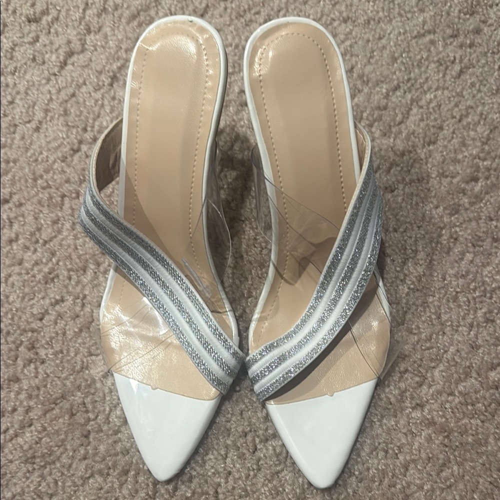 Elegant White and Silver Women's Heels